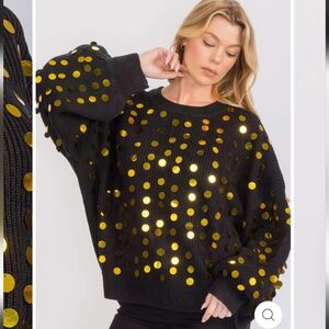 #43 WOMEN'S LONG SLEEVES PULLOVER KNIT SEQUINS SWEATER